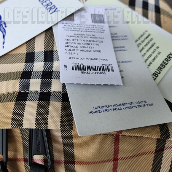 BURBERRY black Leather trim JETT beige Archive Vintage Check nylon zip Backpack - Picture 8 of 12